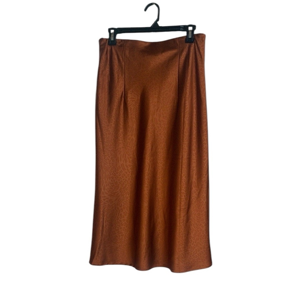 Rachel Zoe Satin Midi Textures Animal Pattern Skirt Size 6 - Picture 3 of 9